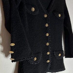 Betsey Johnson Black Cardigan with Gold Buttons